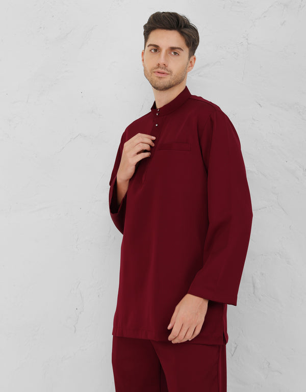 BAJU MELAYU AQSAD S/FIT (MAROON)